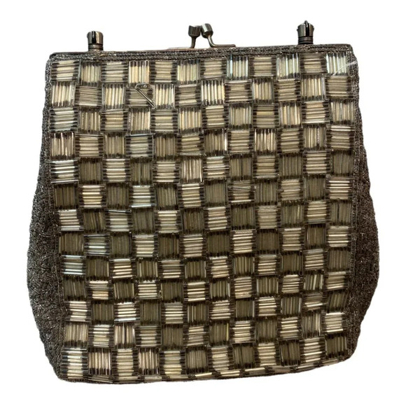Vintage Beaded‎ Silver clutch - Picture 1 of 6